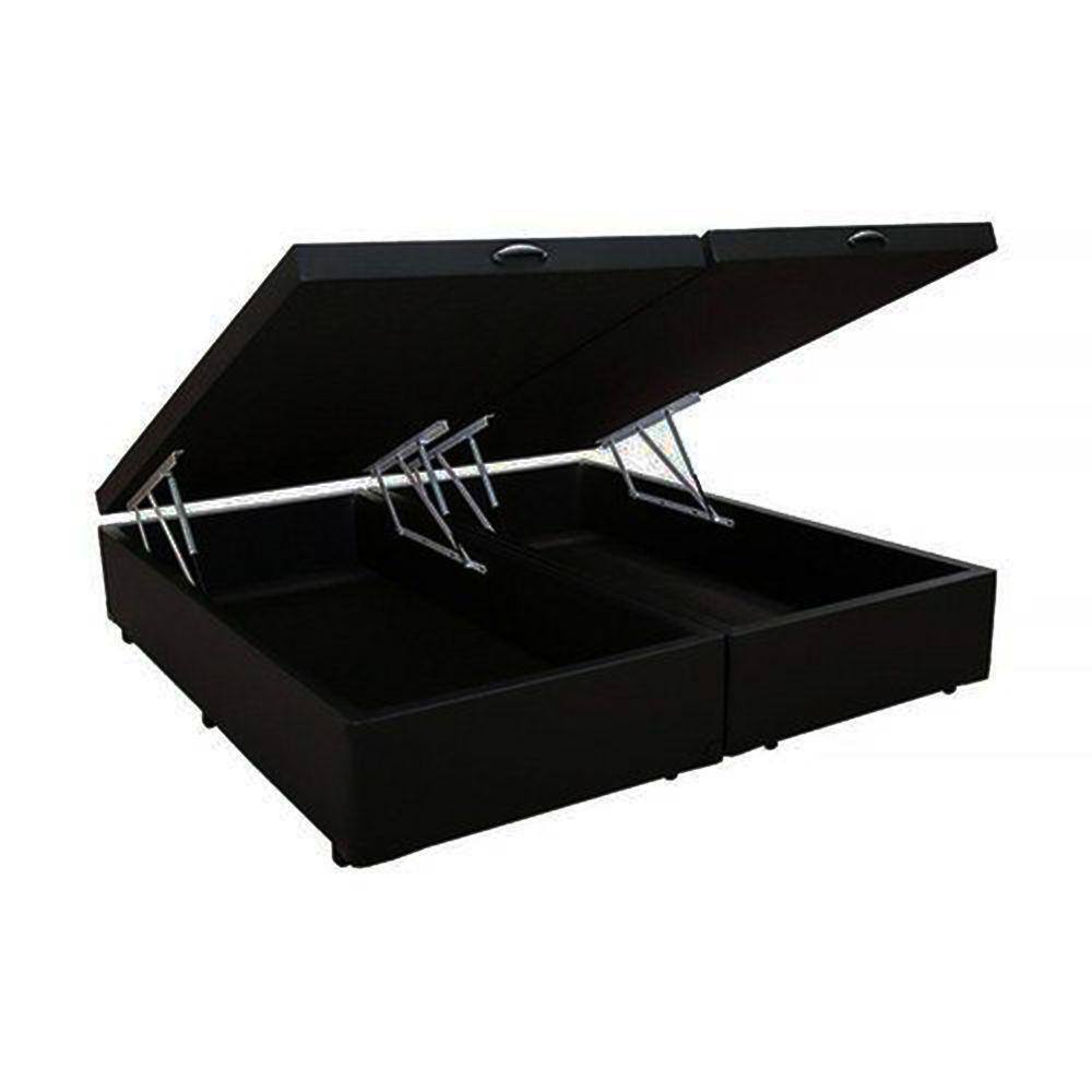 Cama Box Baú Queen Bipartido Homequeen Suede Preto 41x158x198
