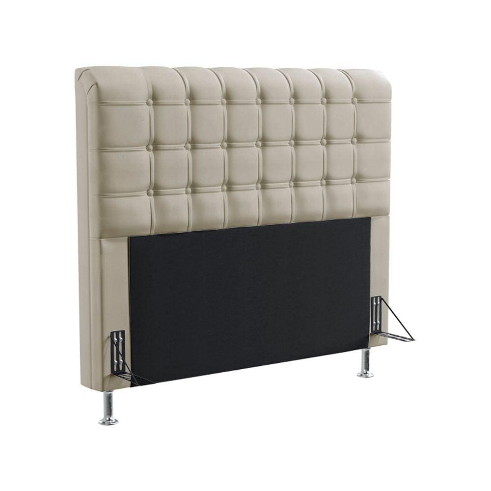 Cabeceira Dama 140 para Cama de Casal Couro Artificial Bege Aradecor