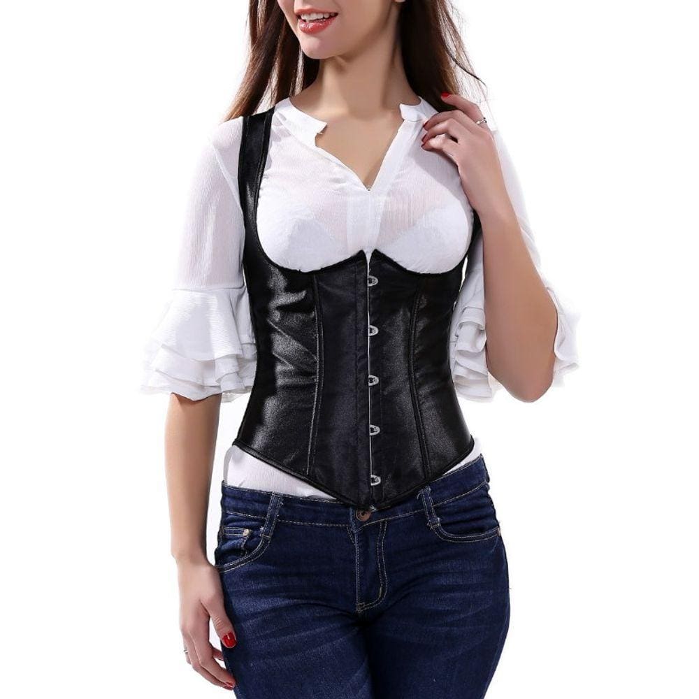 Corpete Corset Corselet Cinta Underbust Alça Modela Cintura Linha Casual Preto M565