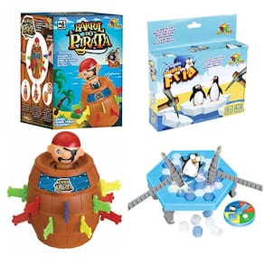 Kit Jogo Pinguim Quebra Gelo + Jogo Pula Pirata Barril
