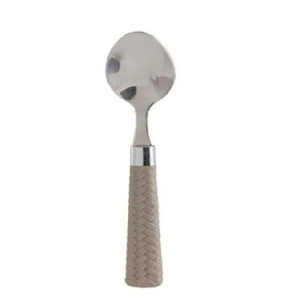 Jogo 6 Colheres Sobremesa Rattan Prata 18 Cm Mimo Style