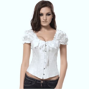 Corpete Corset Corselet Espartilho Modelador Branco Com Alcinha M553