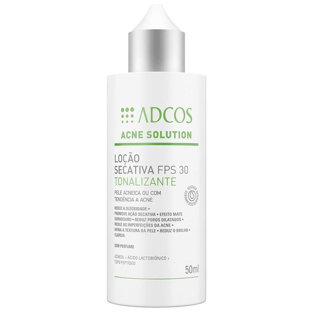 Adcos Acne Solution FPS 30 - Loção Secativa Tonalizante para Acne 50ml