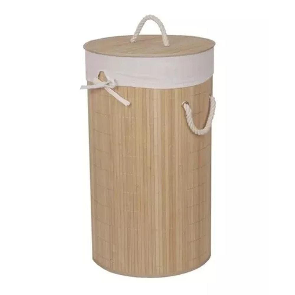 Cesto De Roupas Redondo 60l Bamboo Style 60x35cm