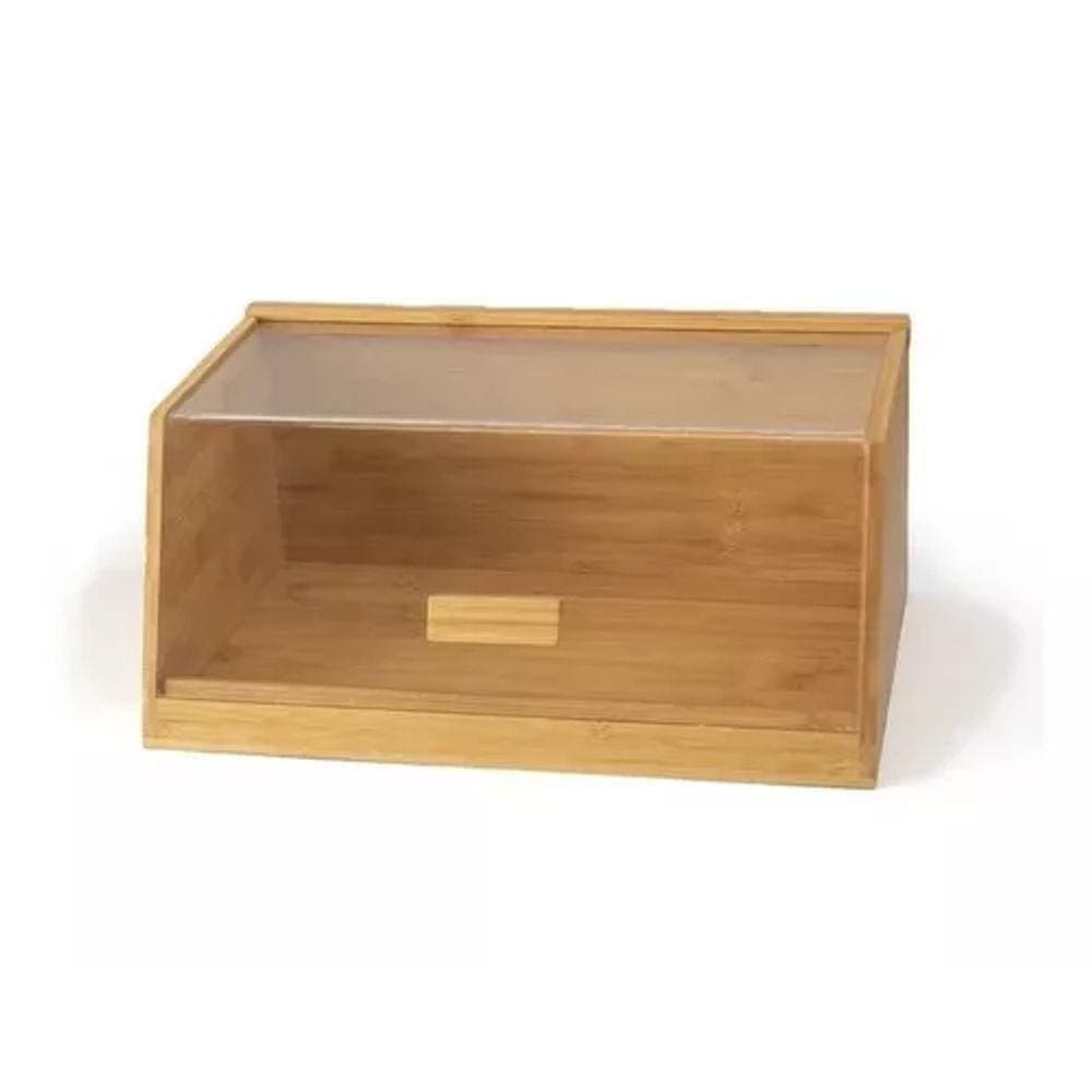 Porta Pão Bambu Visor Transparente 35x21x15cm Oikos