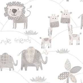 Papel Parede Just 4 Kids Amigos Da Selva G56505 Rolo: 10M X