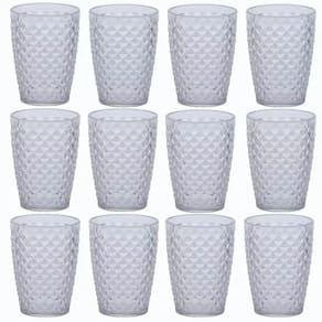 Kit 12 copos p/ água - luxxor 500ml transparente