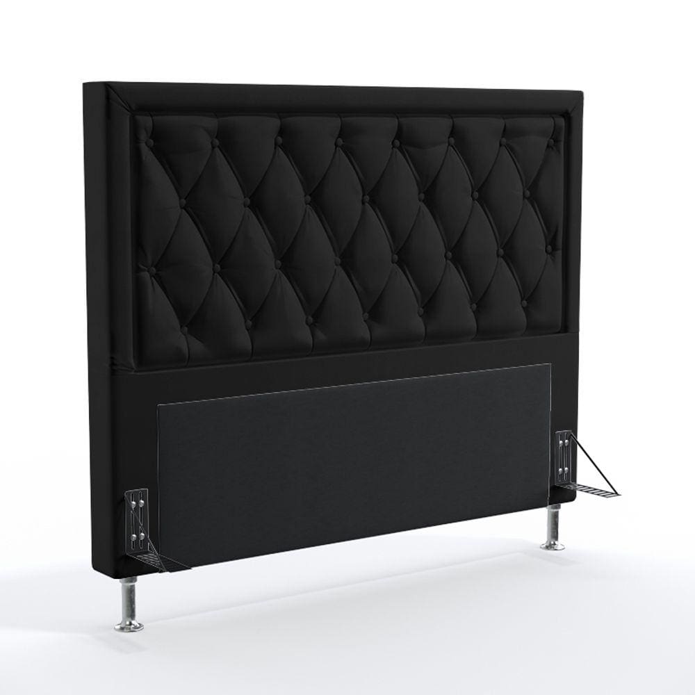 Cabeceira Estofada para Cama Box Centaurus 195 para Cama King Couro Preto Aradecor