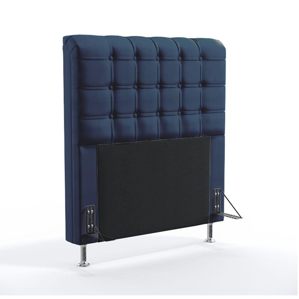 Cabeceira Estofada para Cama Box Dama 90 para Cama de Solteiro Sued Azul Marinho Aradecor