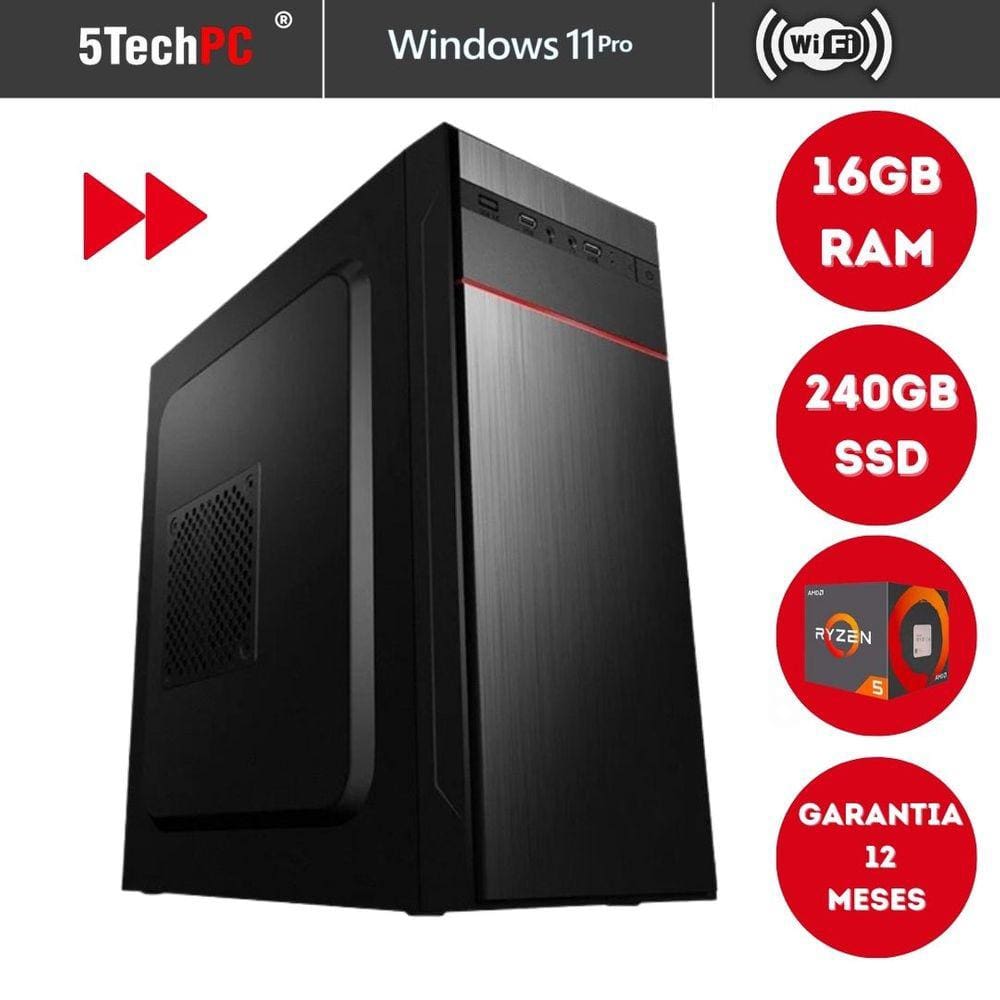 Computador 5tech Platinum AMD Ryzen 5 4600G 16GB DDR4 SSD 240GB Windows 11 + Wifi