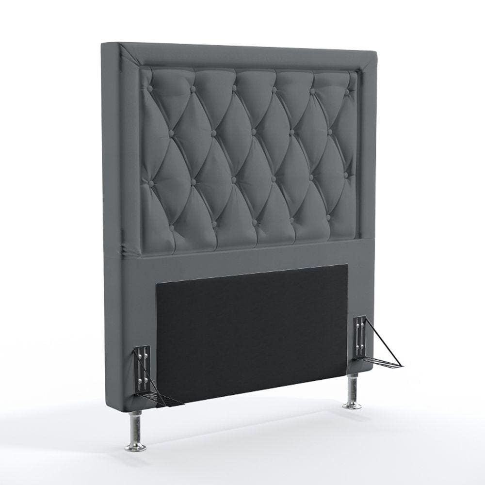 Cabeceira Estofada para Cama Box Centaurus 90 para Cama de Solteiro Suede Cinza Aradecor