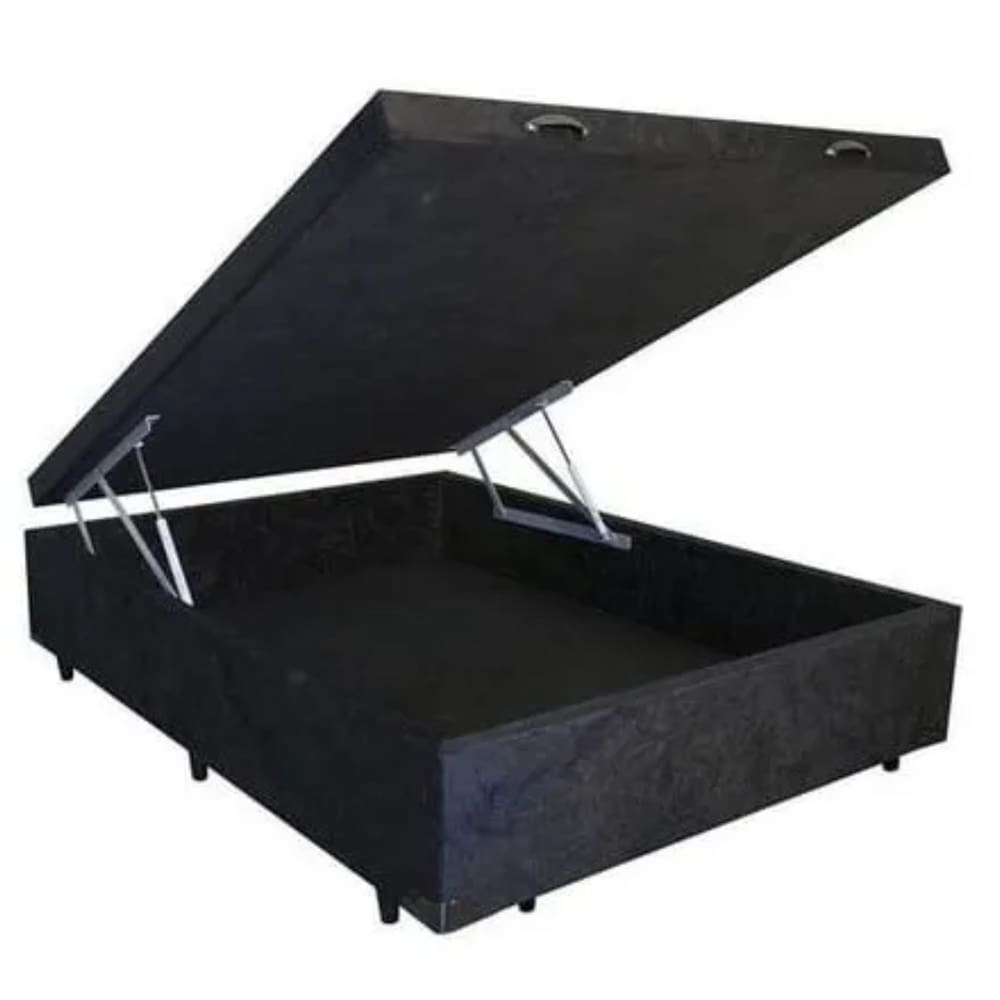 Cama Box Bau Casal Blindada / Reforçada Suede - 43Cm De Altura Total