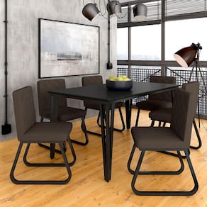 Mesa Com 6 Cadeiras Industrial 1,60 Ibiza Pt/pt/mar - Móveis Arapongas