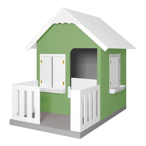 Casinha De Brinquedo Com Cercado E Cobertura Mdf Verde/branco - Criança Feliz
