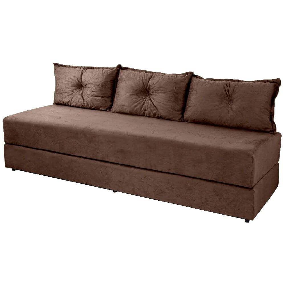 Sofanete Sofá de 3 lugares Sofá Cama de Casal Bicama em Suede Marrom
