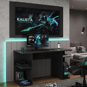 Mesa para Computador Gamer e Painel para TV até 55 Polegadas Preto Carraro