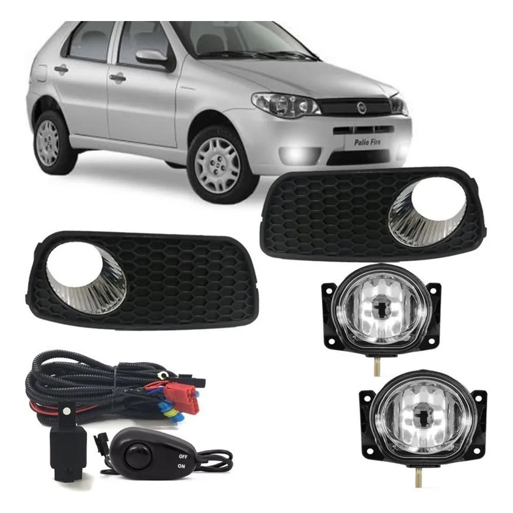 Kit Farol Neblina Milha Palio Fire Celebration 2008 até 2011 Moldura Cromo