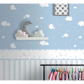 Papel De Parede Lullaby Lua Cheia Azul 2211 - Rolo: 10M X 0,53M