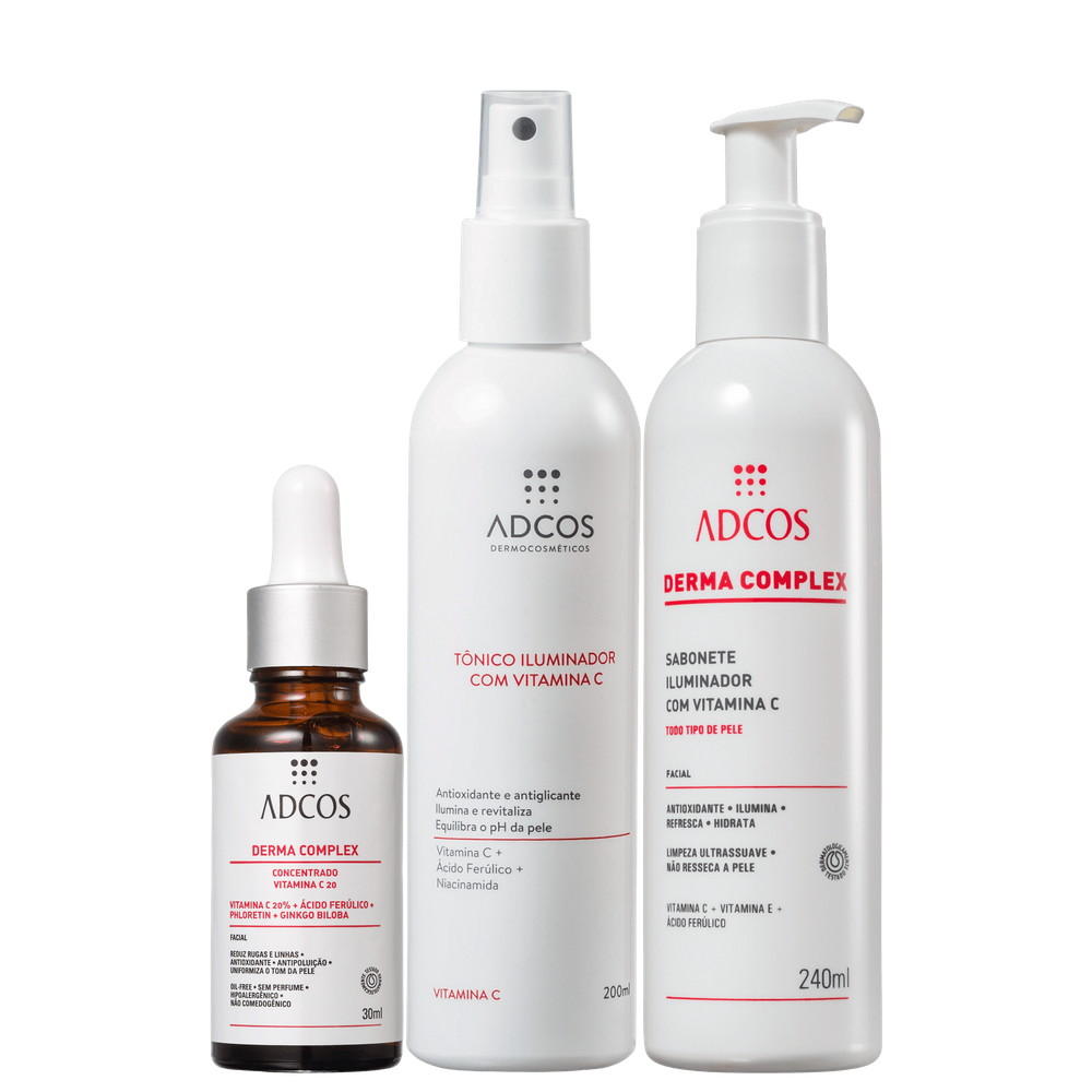 Kit Adcos de Tratamento Facial Intensivo de Vitamina C (3 Produtos)