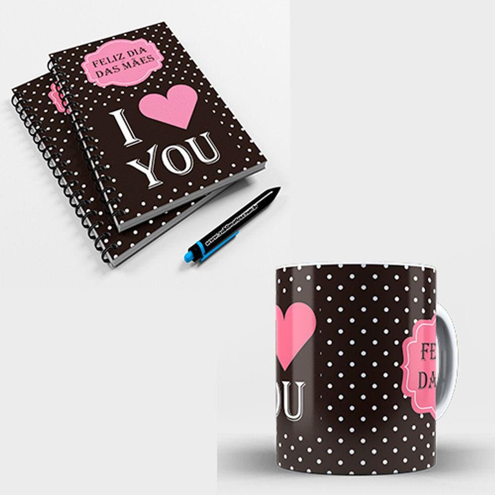 Kit Caneca e Caderno de Anotação Dia das Mães Mod. 03