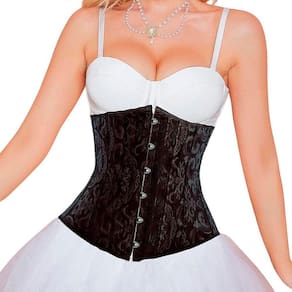 Corset Corselet Cinta Modeladora Redutora Underbust Barbatana Aço Linha Floral Preto M673