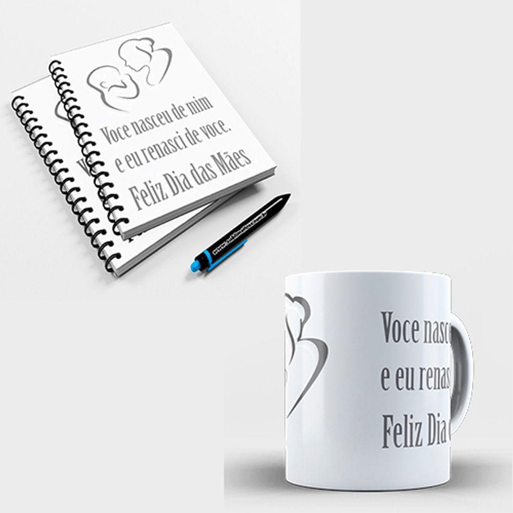 Kit Caneca e Caderno de Anotação Dia das Mães Mod. 05