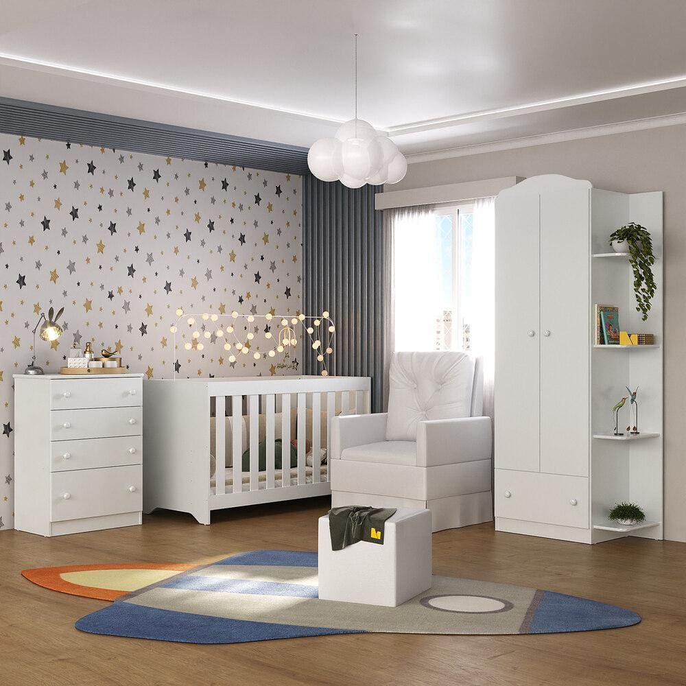 Quarto Infantil Completo com Poltrona de Amamentação e Puff Multimóveis MP4086