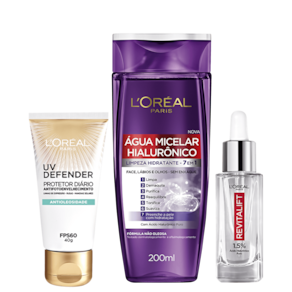 Kit L`Oréal Paris Hialurônico & UV Defender (3 produtos)
