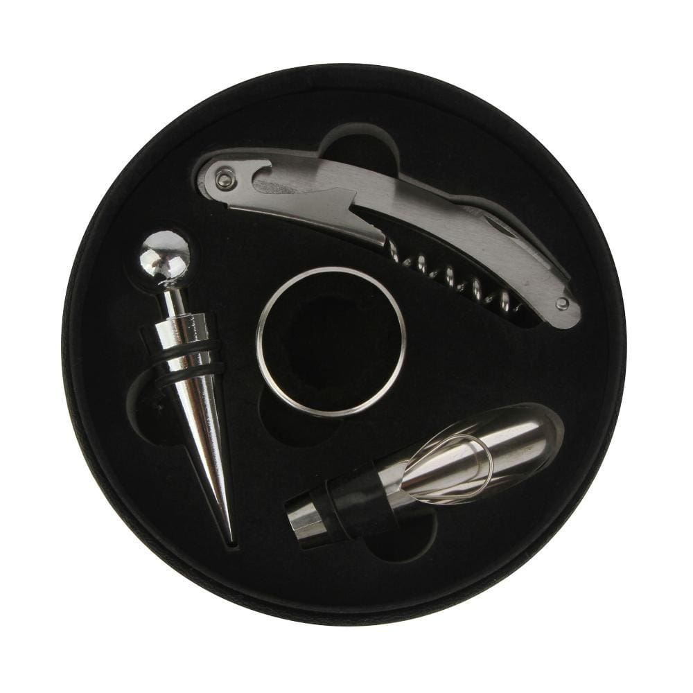 Kit Acessórios para Vinho Couro com 4 Peças - A\\CASA