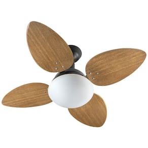 Ventilador De Teto Venti-Delta Jet Preto Com 4 Pás Mogno Linha Decoratica 110V