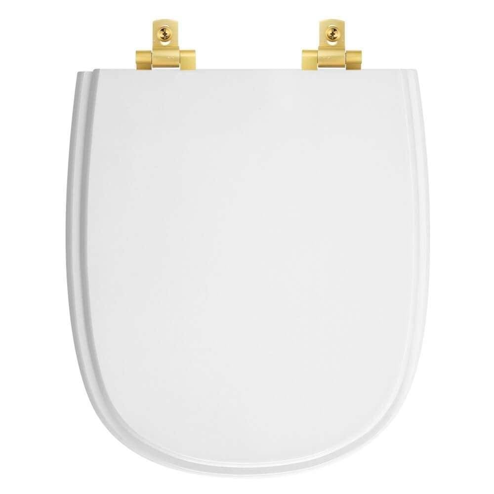 Assento Sanitário Laqueado Soft Close Sabatini Branco Para Vaso Icasa Com Ferragem Dourada