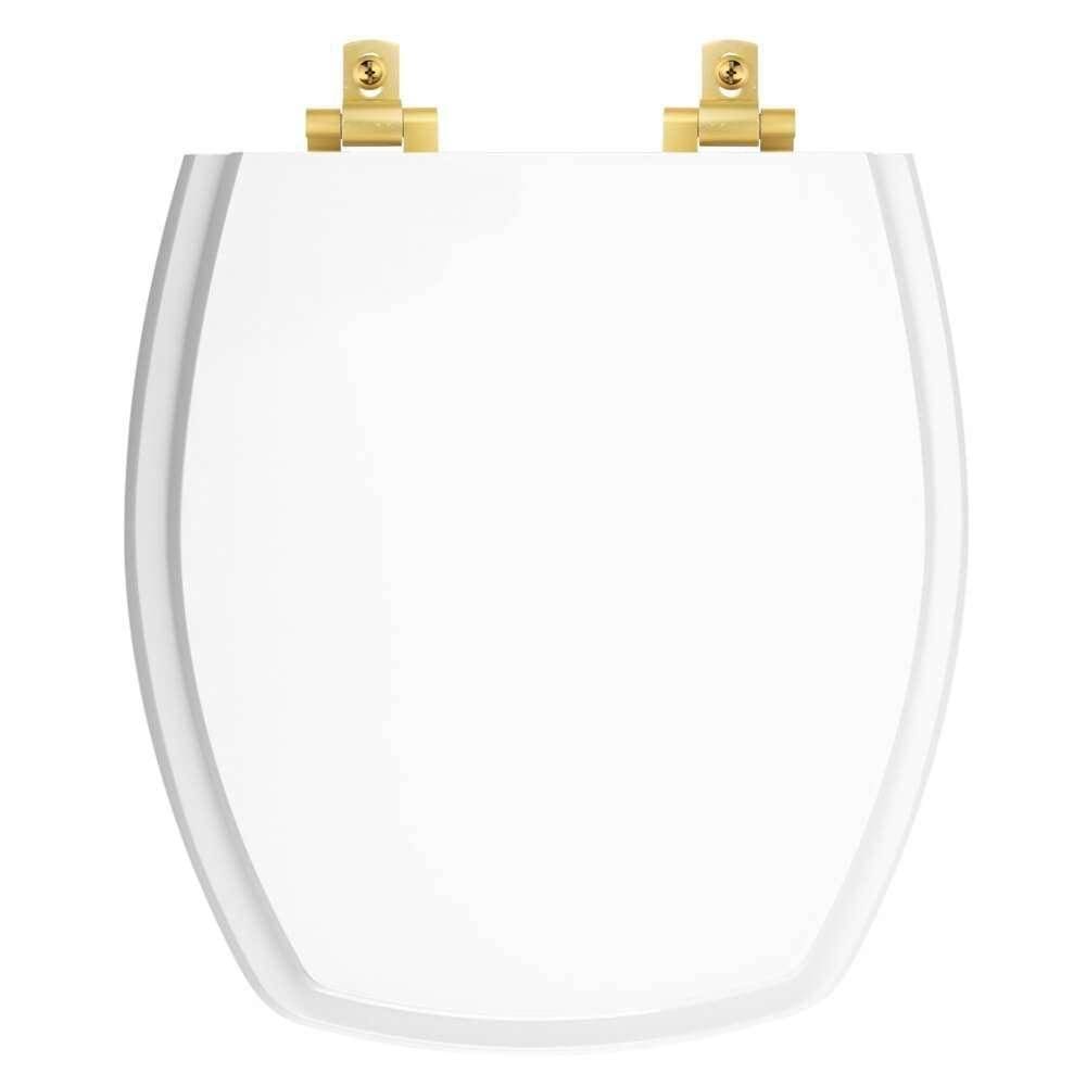 Assento Sanitário Laqueado Soft Close Thema Branco Para Vaso Incepa Com Ferragem Dourada