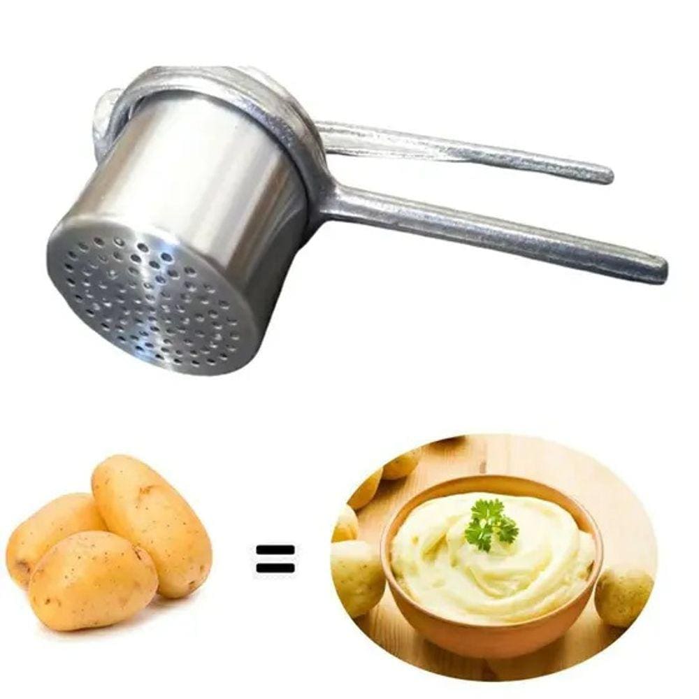 Espremedor Amassado Esmagador de Batatas para fazer purê - Espremedor de batata Pure com Caneca Polida Aluminio - PANAMI