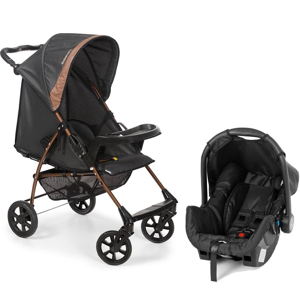 Carrinho de Bebê Galzerano Romano Travel System Preto e Cobre 1036PTC