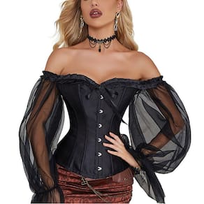 Corpete Corset Corselet Cinta Modeladora Tule Preto M694