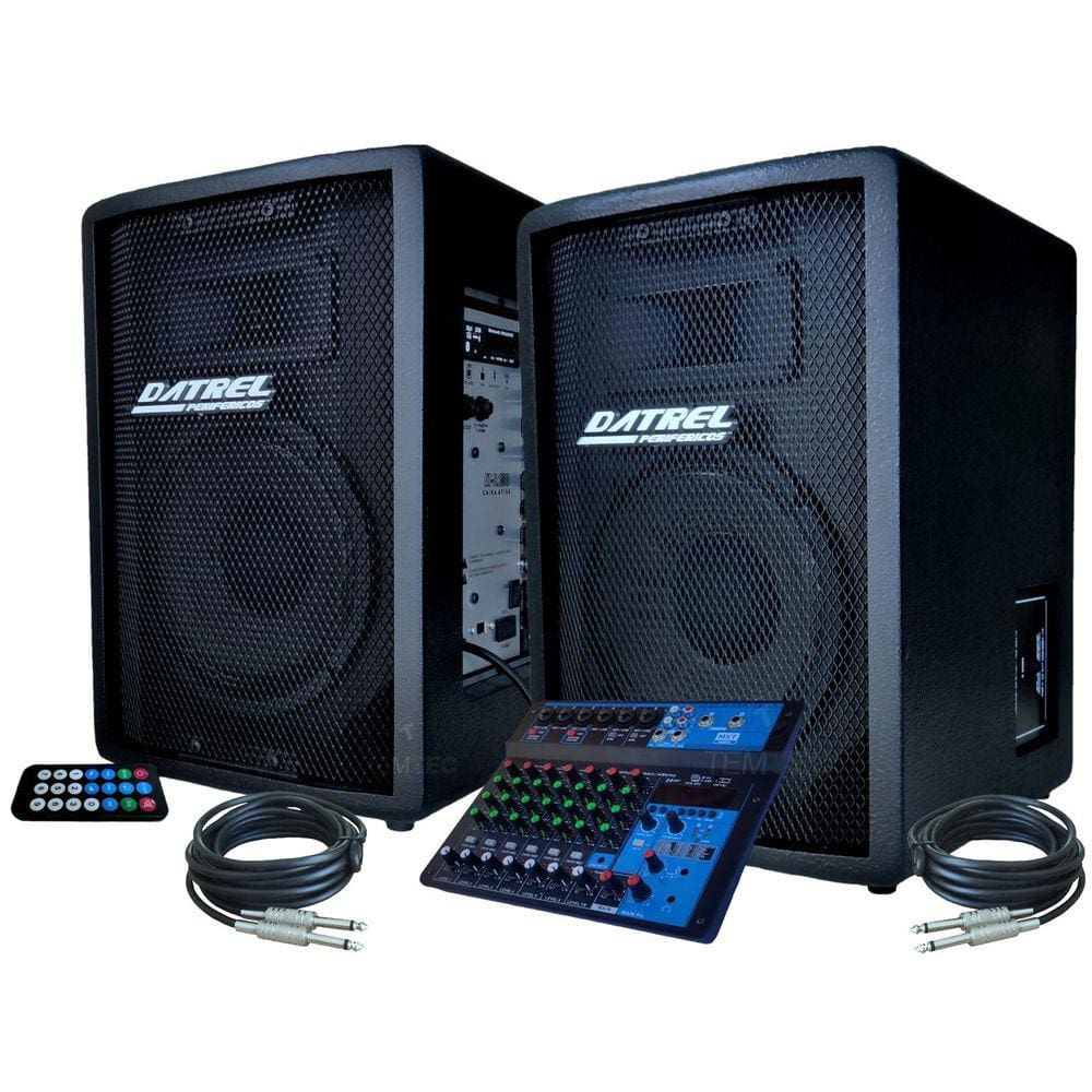 Kit Caixa De Som 8 300W Datrel E Mesa Bluetooth Profissional
