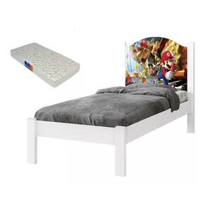 Cama Solteiro  Adesivada Spider 100% Mdf - Extrado Madeira + Colchão Solteiro 188x88
