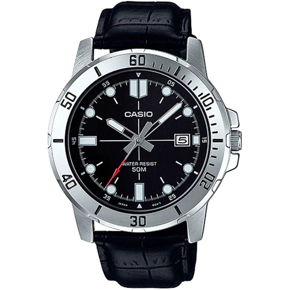 Relógio CASIO couro analógico masculino MTP-VD01L-1EVUDF