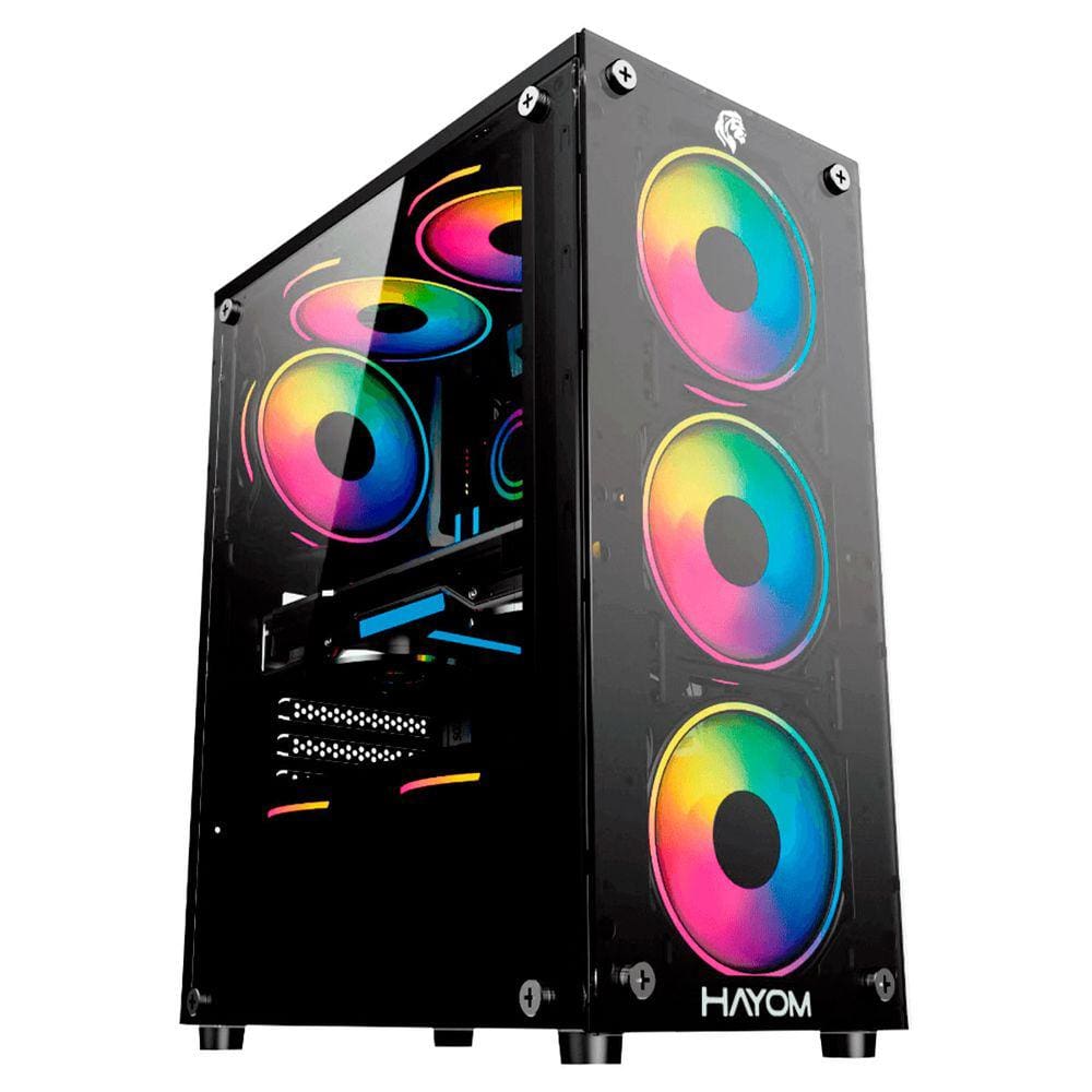 Gabinete Gamer Hayom GB1729, USB 3.0, Lateral em Vidro Temperado, 4x Fans RGB