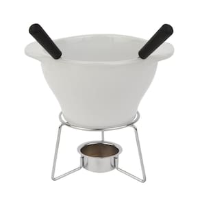 Aparelho de Fondue Cerâmica Branco com 4 Peças - A\CASA