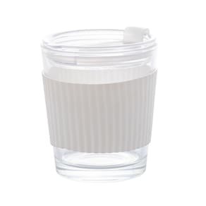 Copo Wolff de Vidro com Cinta em Silicone Branco 350ml
