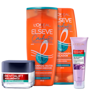 Kit Elseve L`Oréal Paris Cachos Longos dos Sonhos & L`Oréal Paris Revitalift Hialurônico (4 Produtos)