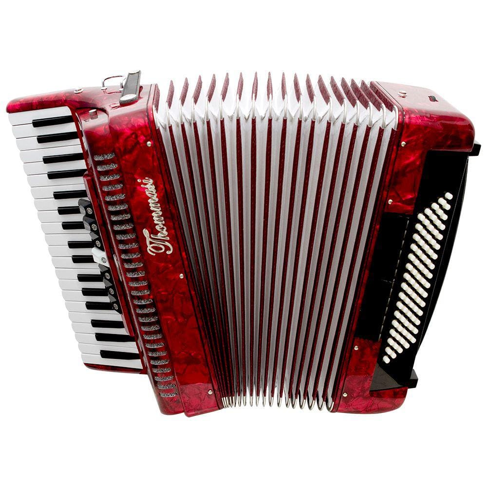 Acordeon 80 Baixos 37 Teclas TA 8009 Vermelho Thommasi