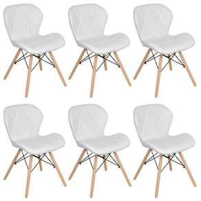 Kit 6 cadeiras estofadas Charles Eames Eiffel Slim Wood confort