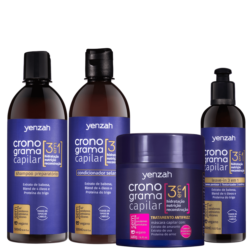 Kit Yenzah Cronograma Capilar Antifrizz (4 Produtos)