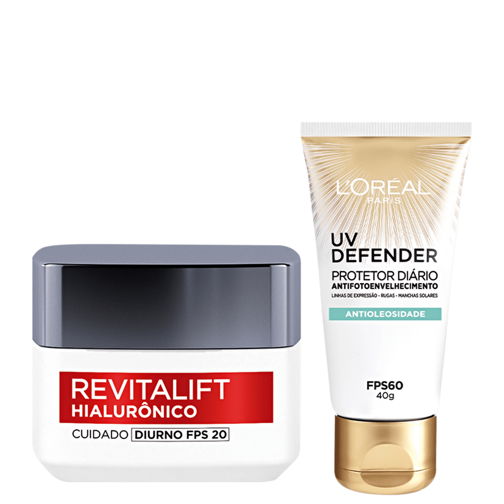 Kit L`Oréal Paris UV Defender & Hialurônico (2 produtos)