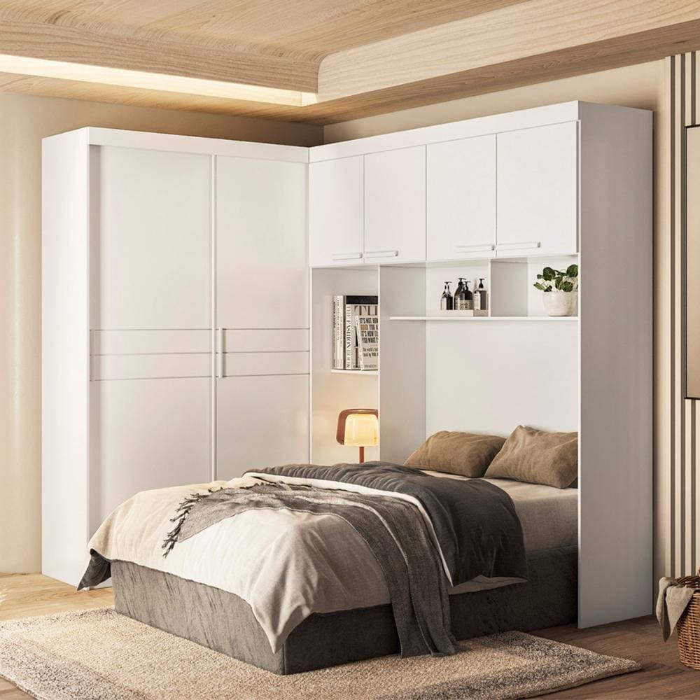 Guarda Roupa Modulado Casal 6 Portas 5 Gavetas 4 Nichos Branco Florença - Moval