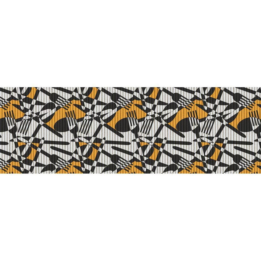 Tapete Antiderrapante Tropical Talheres Abstratos 43cmx1,3m