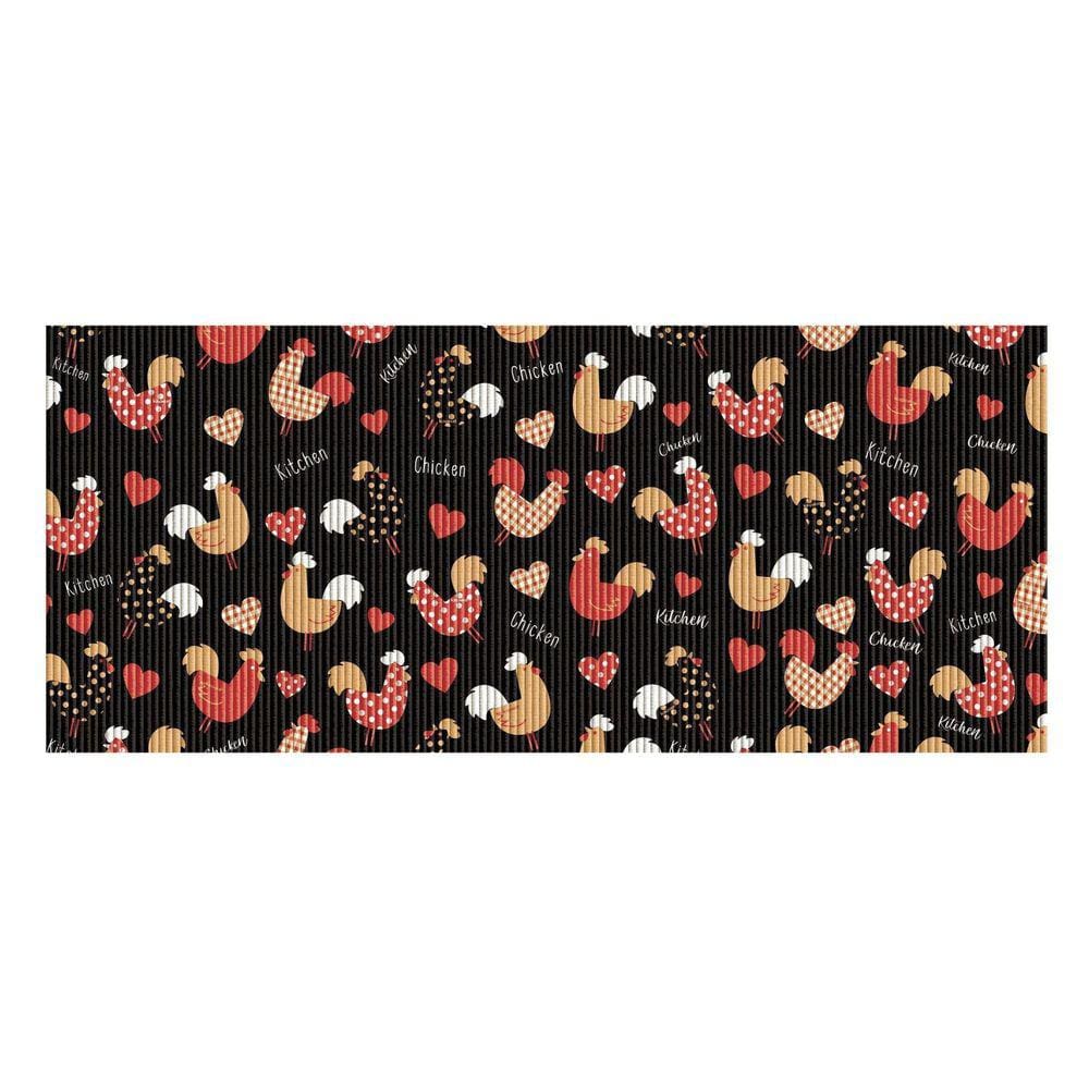 Tapete Antiderrapante Tropical Galinhas Black 2.0 43cm x 130cm