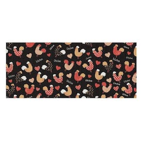 Tapete Antiderrapante Tropical Galinhas Black 2.0 43cm x 130cm